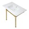 Fauceture 37" Console Sink w/Stainless Steel Legs (Single Faucet Hole), White/Brushed Brass KVPB3722717 - alternate 1